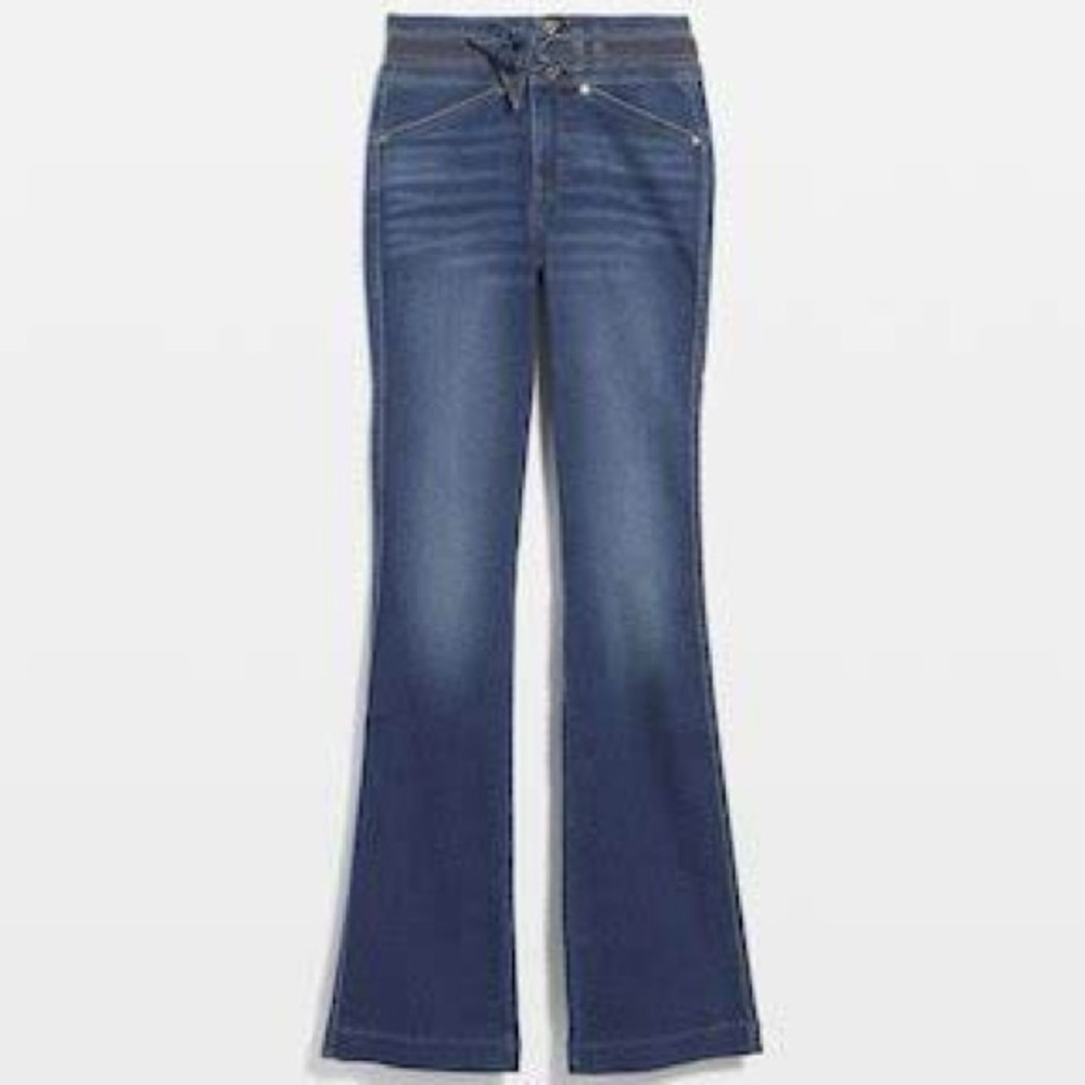 Extra High-Waisted Slim Flare Jeans, WHBM, Size 4 Long - Picture 2 of 5